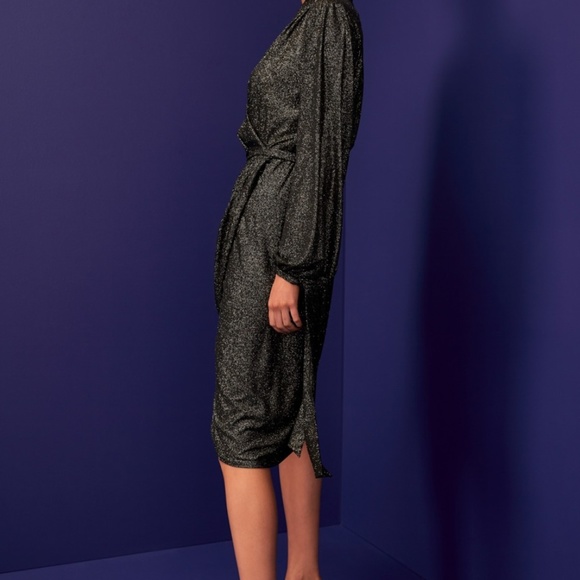 C/MEO Collective Black Metallic Wrap Dress XS - Picture 4 of 7